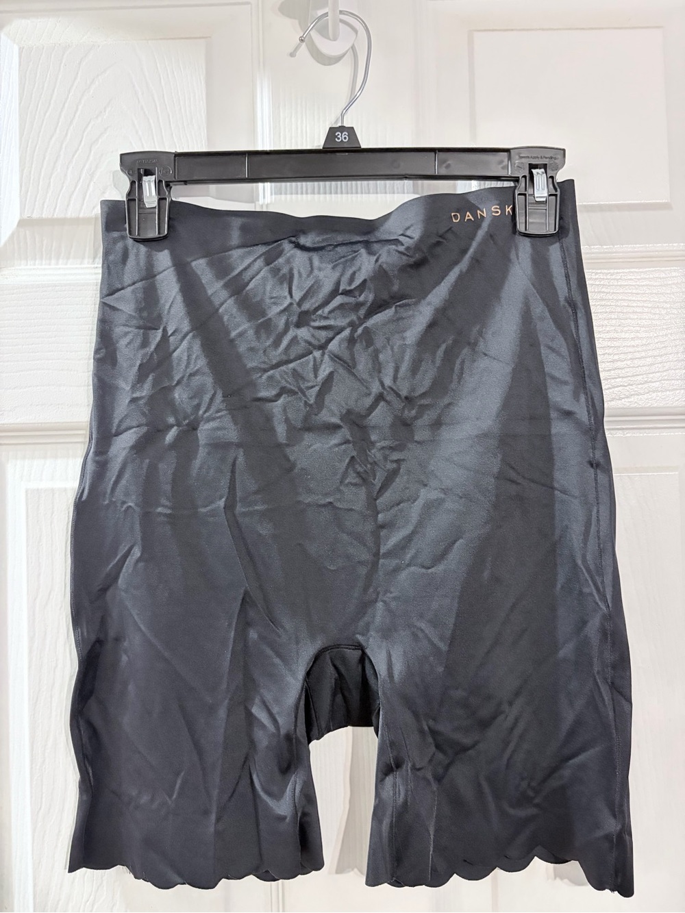 Danskin Black High Waist Shapewear Smoothing Slip Shorts Scalloped Hem